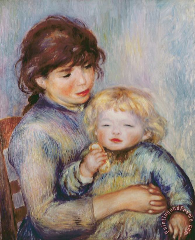Maternity or Child with a biscuit painting - Pierre Auguste Renoir Maternity or Child with a biscuit Art Print