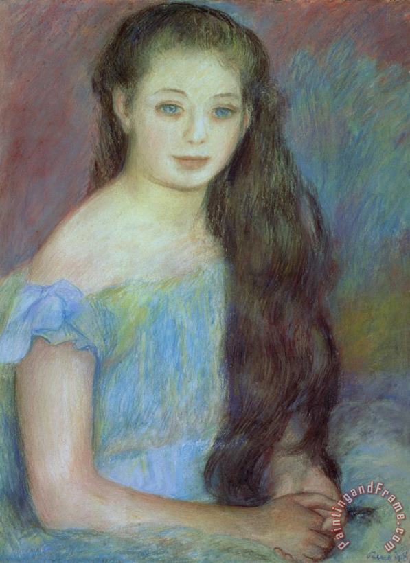 Portrait of a Young Girl with Blue Eyes painting - Pierre Auguste Renoir Portrait of a Young Girl with Blue Eyes Art Print
