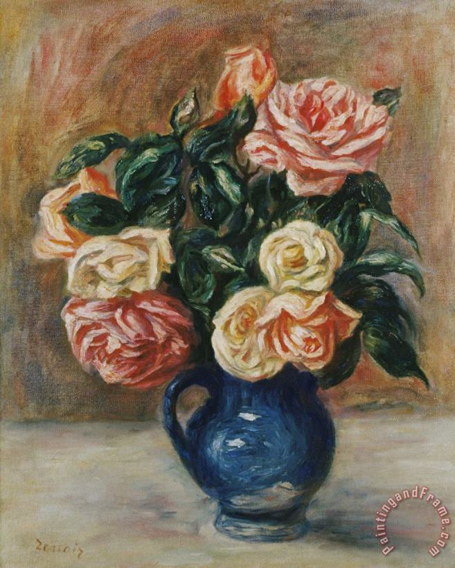 Roses in a Jug painting - Pierre Auguste Renoir Roses in a Jug Art Print
