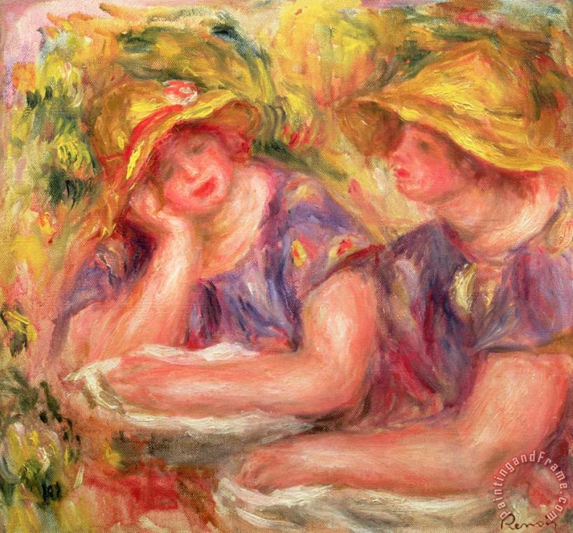 Pierre Auguste Renoir Two Women in Blue Blouses Art Print
