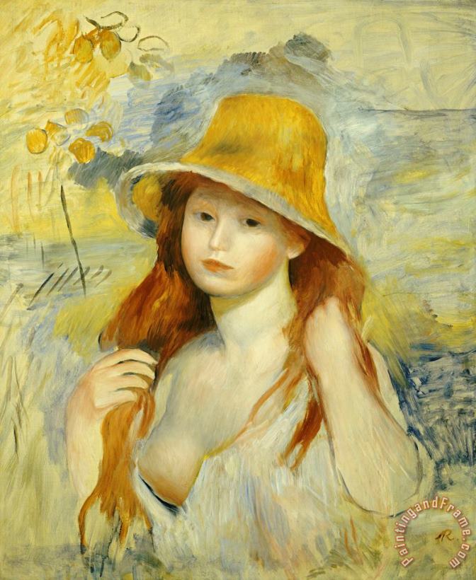 Pierre Auguste Renoir  Young Girl with a Straw Hat Art Painting
