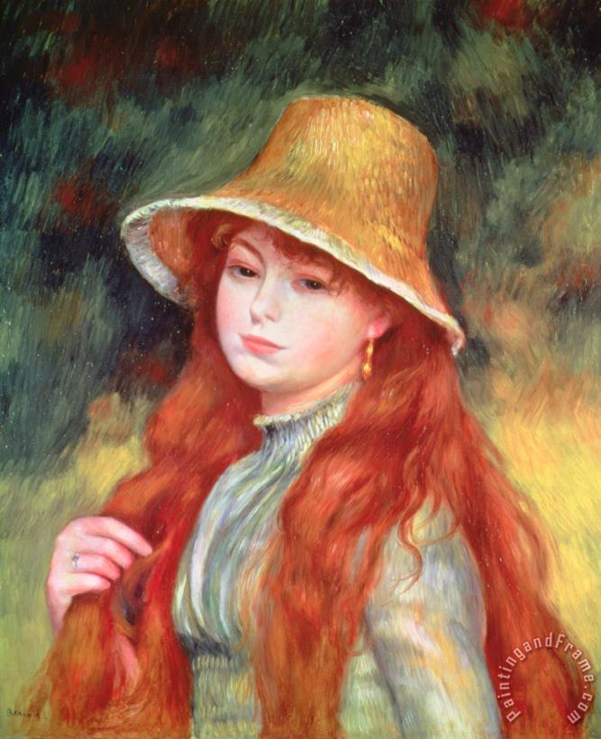 Pierre Auguste Renoir Young Girl with Long Hair Art Print