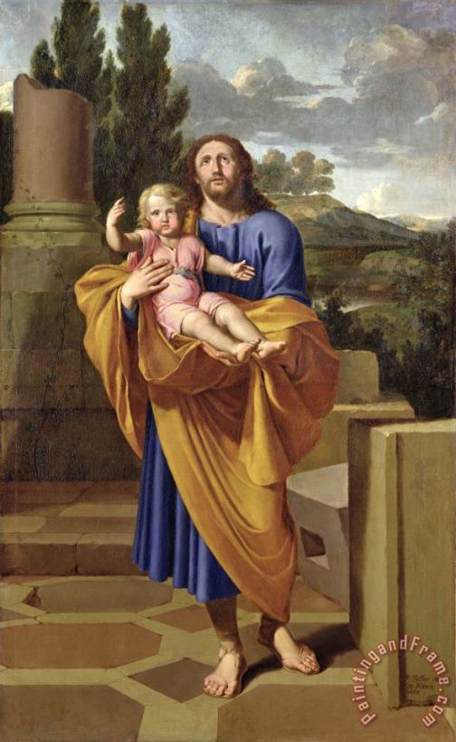 St. Joseph Carrying The Infant Jesus painting - Pierre Letellier St. Joseph Carrying The Infant Jesus Art Print