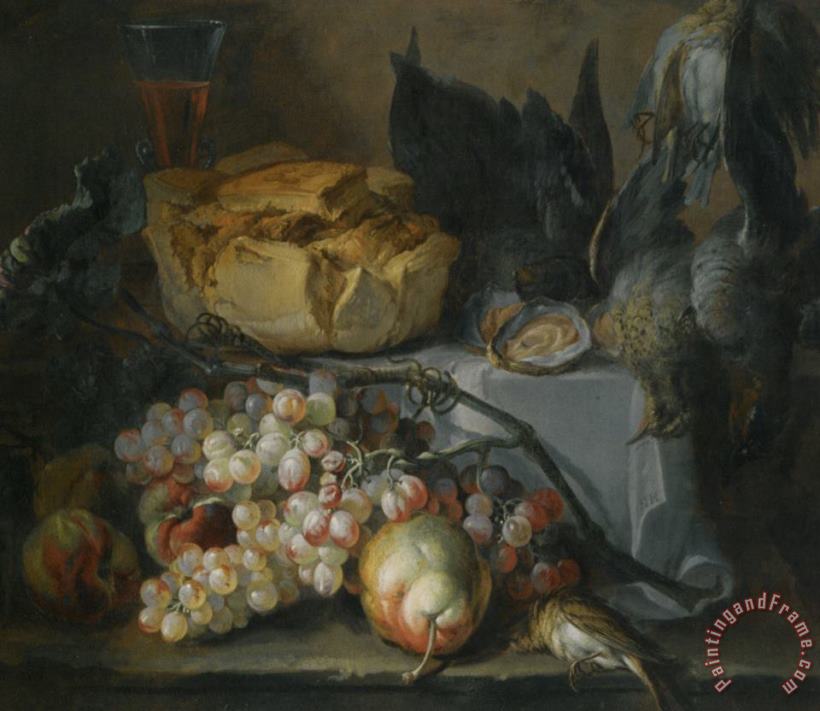 Still Life with a Load of Bread And Dead Game painting - Pierre Nicolas Huilliot Still Life with a Load of Bread And Dead Game Art Print