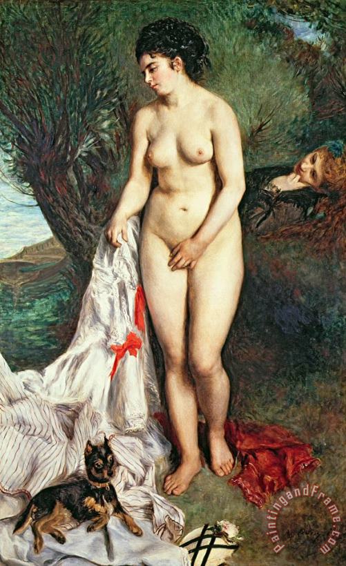 Pierrre Auguste Renoir Bather with a Griffon dog Art Painting