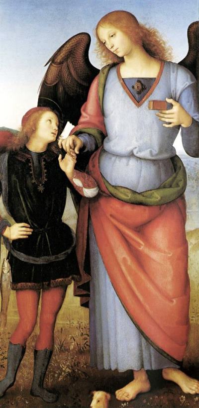 Tobias with The Archangel Raphael painting - Pietro Perugino Tobias with The Archangel Raphael Art Print