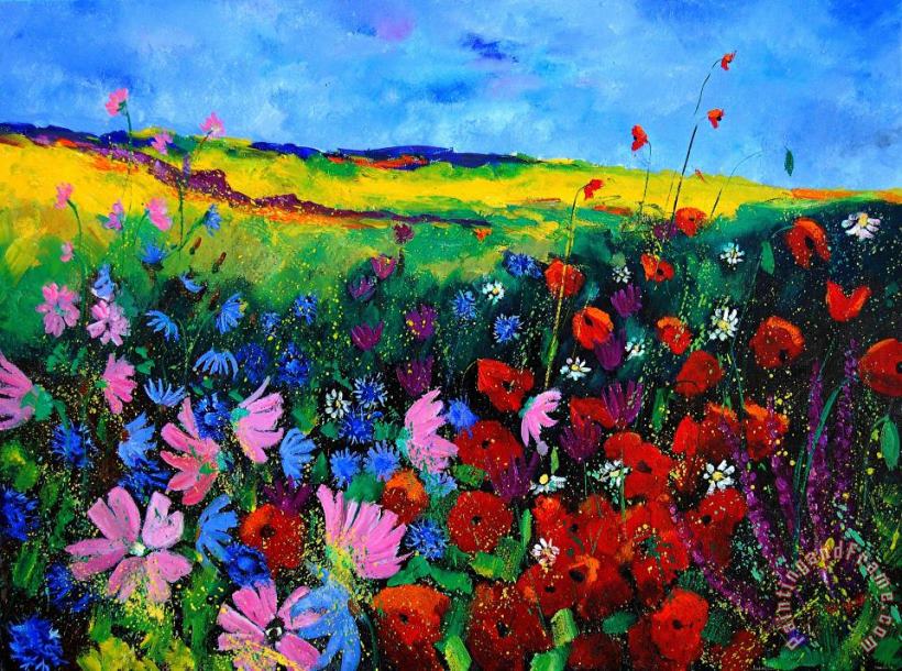 Field flowers painting - Pol Ledent Field flowers Art Print