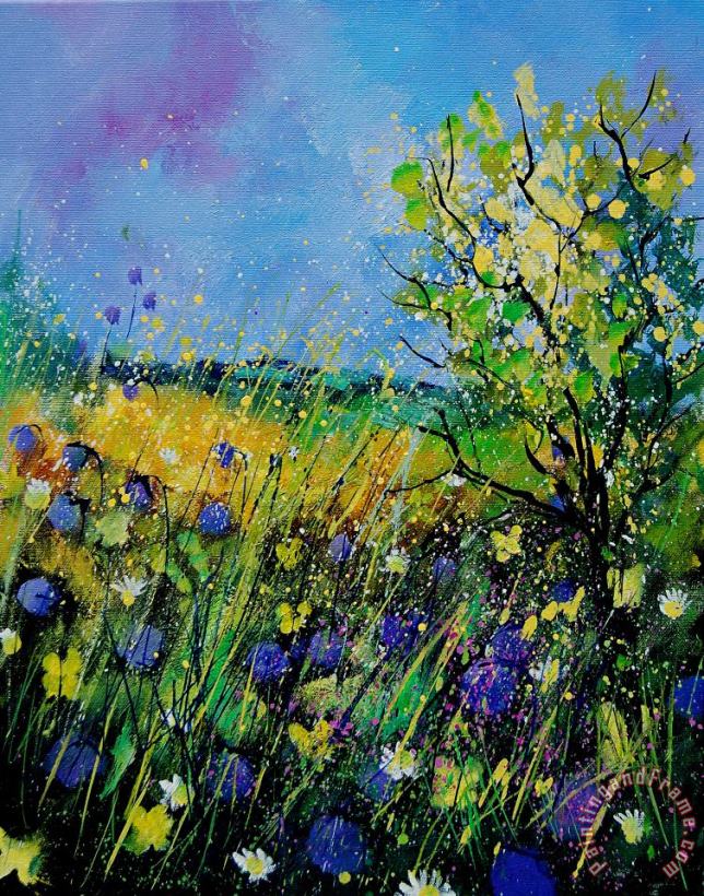 Landscape with cornflowers 459060 painting - Pol Ledent Landscape with cornflowers 459060 Art Print
