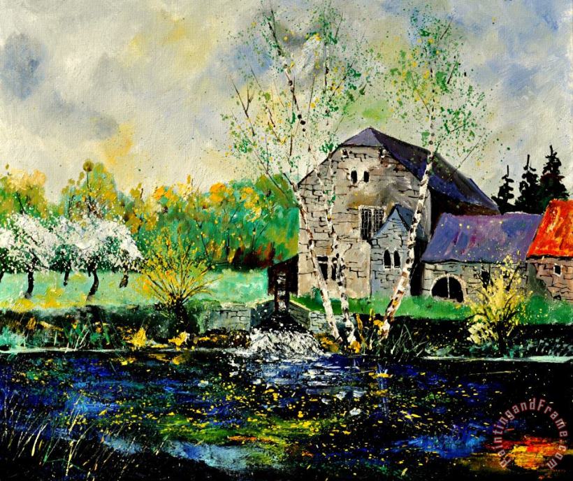 Old Mill In April painting - Pol Ledent Old Mill In April Art Print