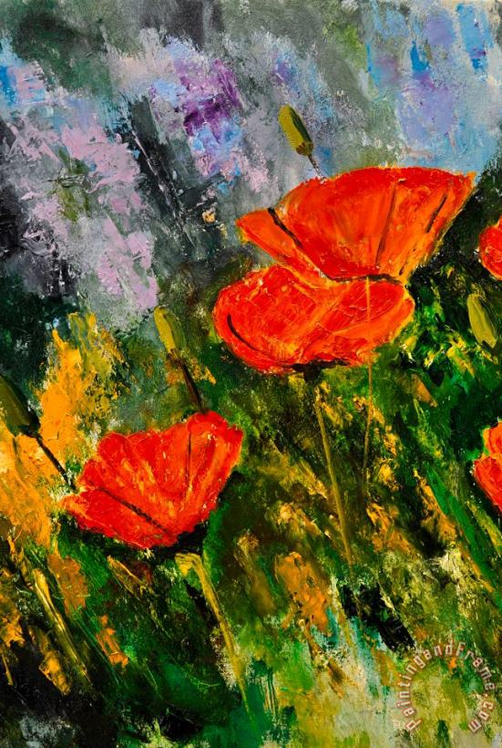 Poppies 107 painting - Pol Ledent Poppies 107 Art Print