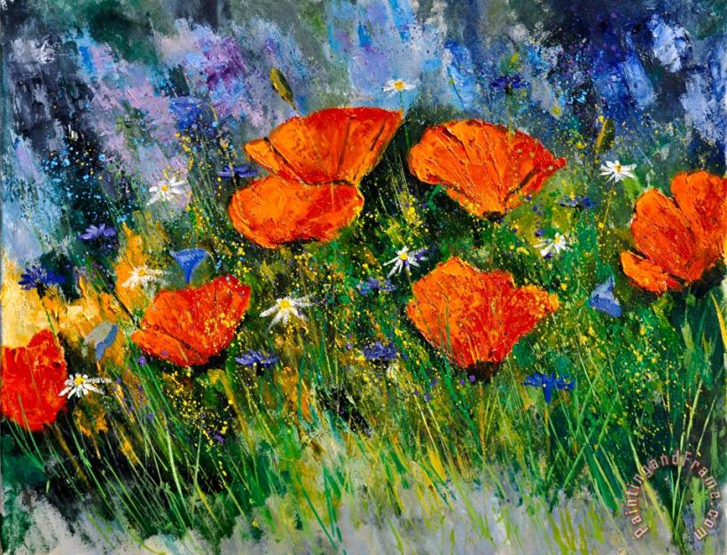 Poppies 79 painting - Pol Ledent Poppies 79 Art Print