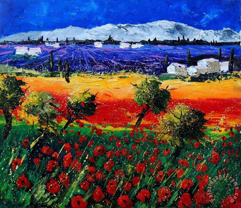 Poppies in Provence painting - Pol Ledent Poppies in Provence Art Print