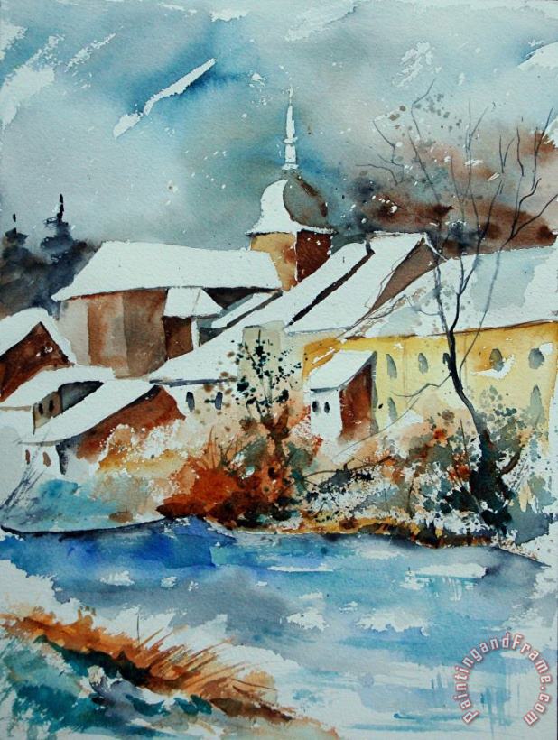 Watercolor Chassepierre painting - Pol Ledent Watercolor Chassepierre Art Print