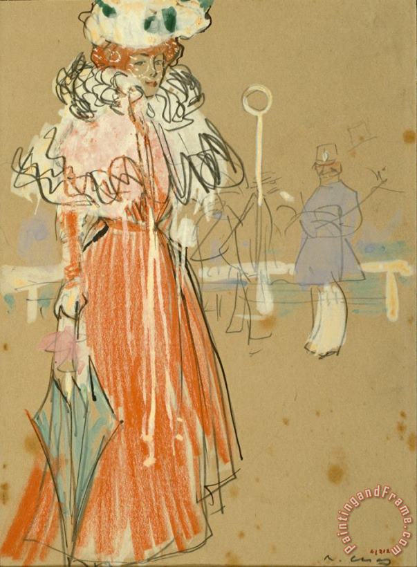 Ramon Casas i Carbo Female Figure in Red Art Print