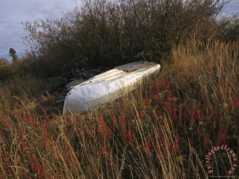Raymond Gehman A Boat Rests Upside Down on The Shore of The Mackenzie River Art Print