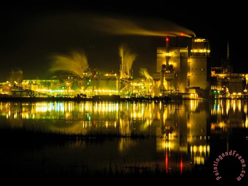 Raymond Gehman A Time Exposure Taken at Night of The Mill And The River Art Print