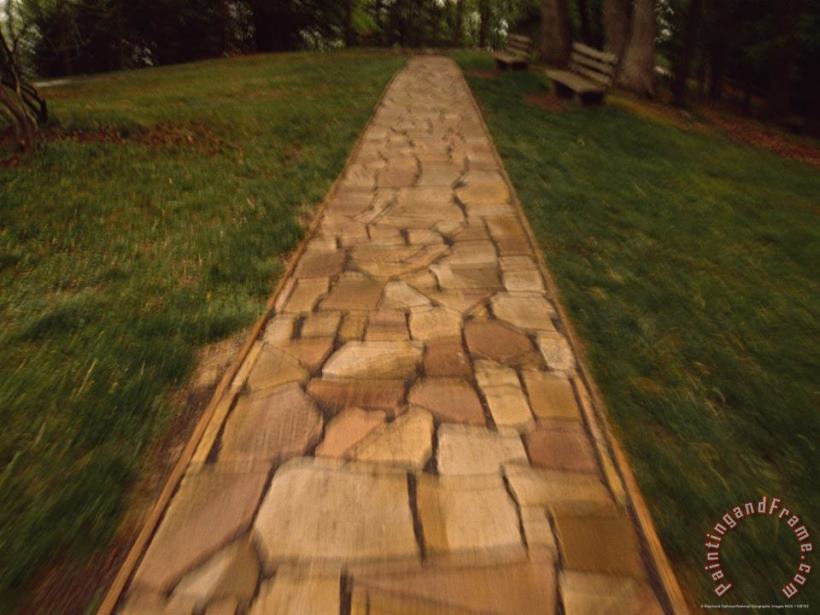 Blurred Motion Image of a Stone Path at Grand View New River Gorge painting - Raymond Gehman Blurred Motion Image of a Stone Path at Grand View New River Gorge Art Print