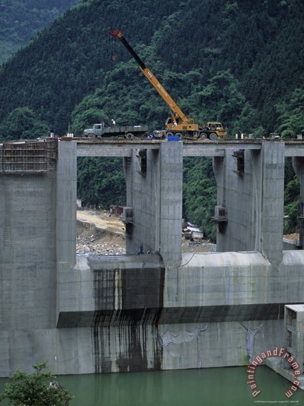 Dam Project Construction Yang River Canyon Shaoguan Area painting - Raymond Gehman Dam Project Construction Yang River Canyon Shaoguan Area Art Print