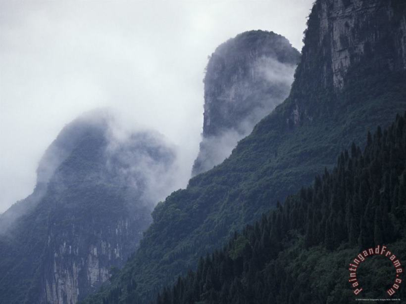 Raymond Gehman Karst Limestone Mountains Above The Li River Guilin Guangxi China Art Painting