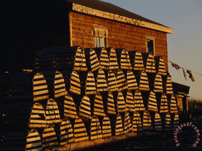 Raymond Gehman Neatly Stacked Lobster Traps at a Fishing Camp Gros Morne Np Newfoundland Canada Art Painting