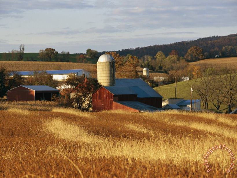Picturesque Farm Photographed in The Fall painting - Raymond Gehman Picturesque Farm Photographed in The Fall Art Print