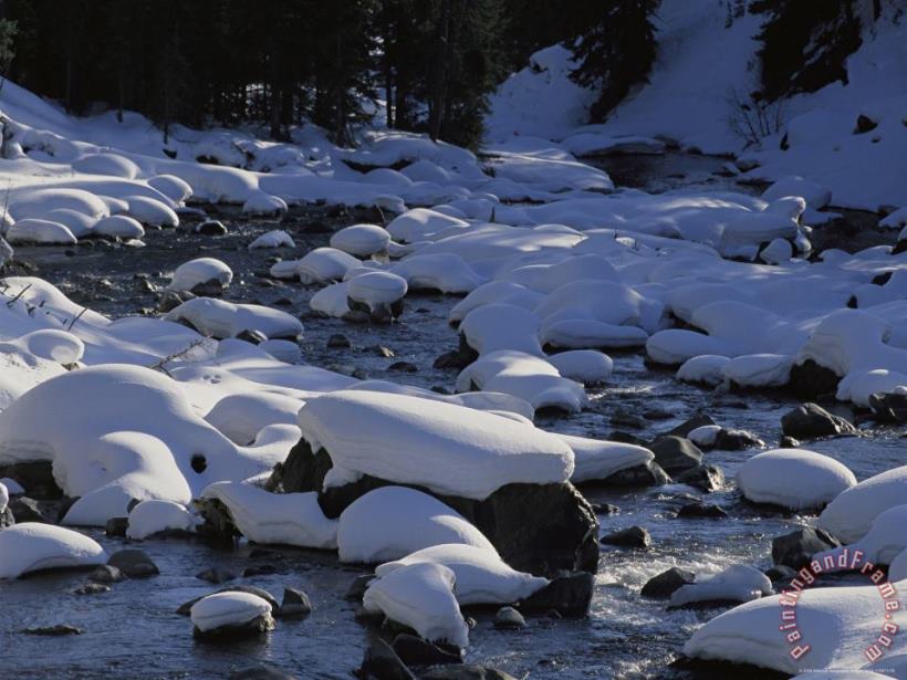 Raymond Gehman Snow Covers Rocks Lying in Soda Butte Creek Art Print