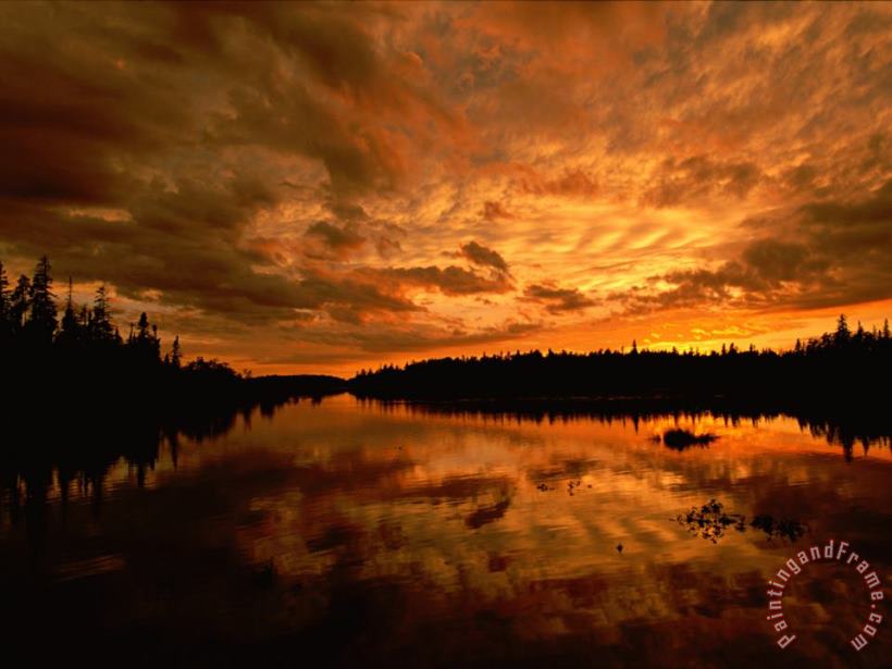 Sunset Over Island River Near Lake Superior painting - Raymond Gehman Sunset Over Island River Near Lake Superior Art Print