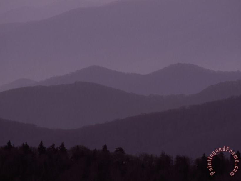 Sunset View Across Mountain Ridges From Atop Clingman S Dome painting - Raymond Gehman Sunset View Across Mountain Ridges From Atop Clingman S Dome Art Print