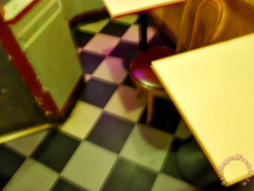 Raymond Gehman Table And Chairs in a San Francisco Pizza Shop Art Print