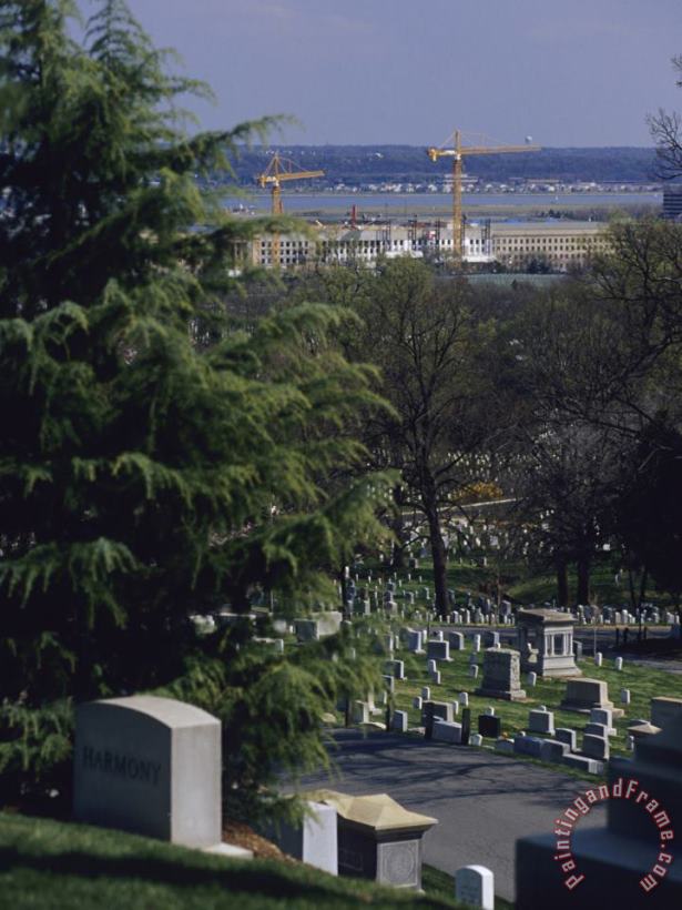 Raymond Gehman The Pentagon Looms Behind Arlington National Cemetery Art Print