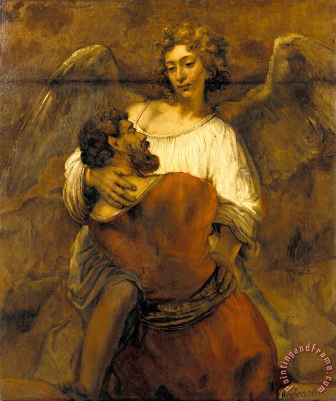 Rembrandt Harmensz van Rijn Jacob Wrestling with The Angel Art Painting