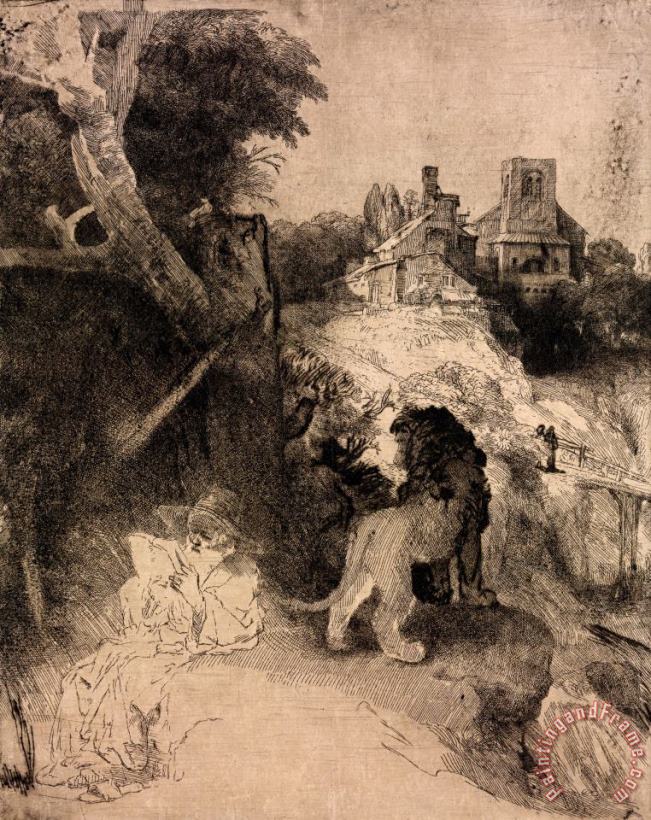 Rembrandt Harmensz van Rijn Saint Jerome in an Italian Landscape Art Painting
