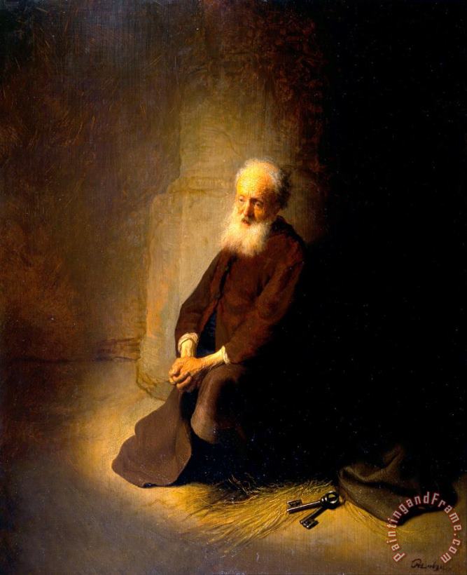 Rembrandt Harmensz van Rijn St. Peter in Prison (the Apostle Peter Kneeling) Art Painting
