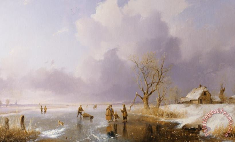 Remigius van Haanen Landscape With Frozen Canal Art Print