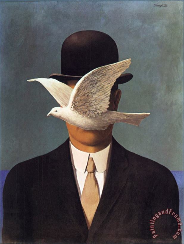 Man in a Bowler Hat 1964 painting - rene magritte Man in a Bowler Hat 1964 Art Print