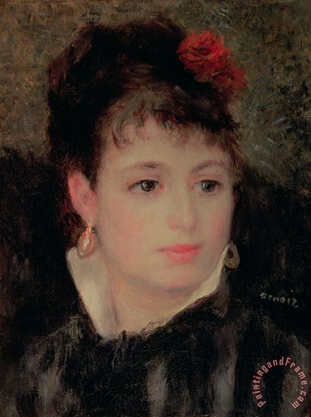 Renoir Woman with a rose in her hair Art Painting