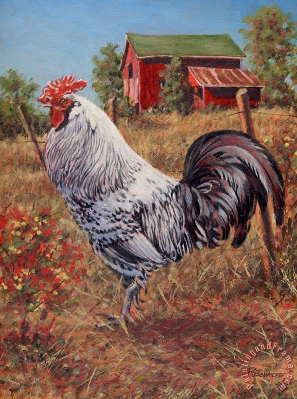 Richard De Wolfe Silver Laced Rock Rooster painting - Silver Laced Rock