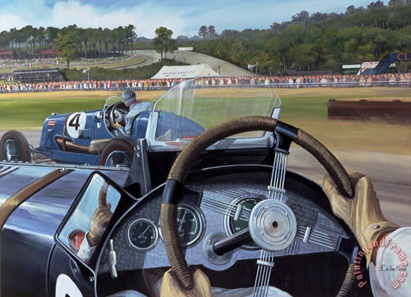 Brooklands - From The Hot Seat painting - Richard Wheatland Brooklands - From The Hot Seat Art Print