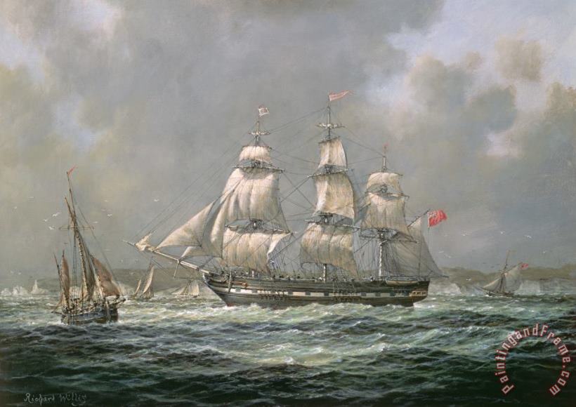 East Indiaman Hcs Thomas Coutts Off The Needles  Isle Of Wight painting - Richard Willis East Indiaman Hcs Thomas Coutts Off The Needles  Isle Of Wight Art Print