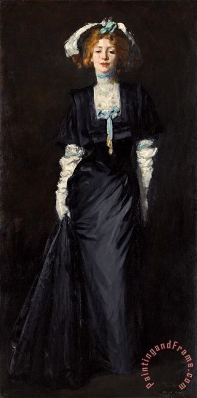 Robert Henri Jessica Penn in Black with White Plumes Art Painting