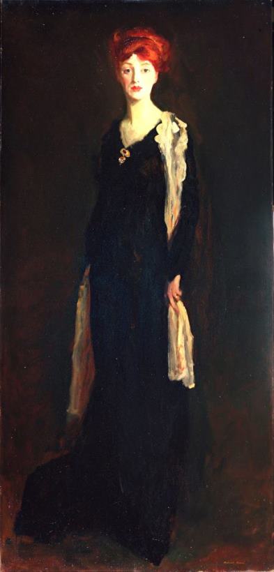 Robert Henri Lady in Black with Spanish Scarf (o in Black with a Scarf) Art Print