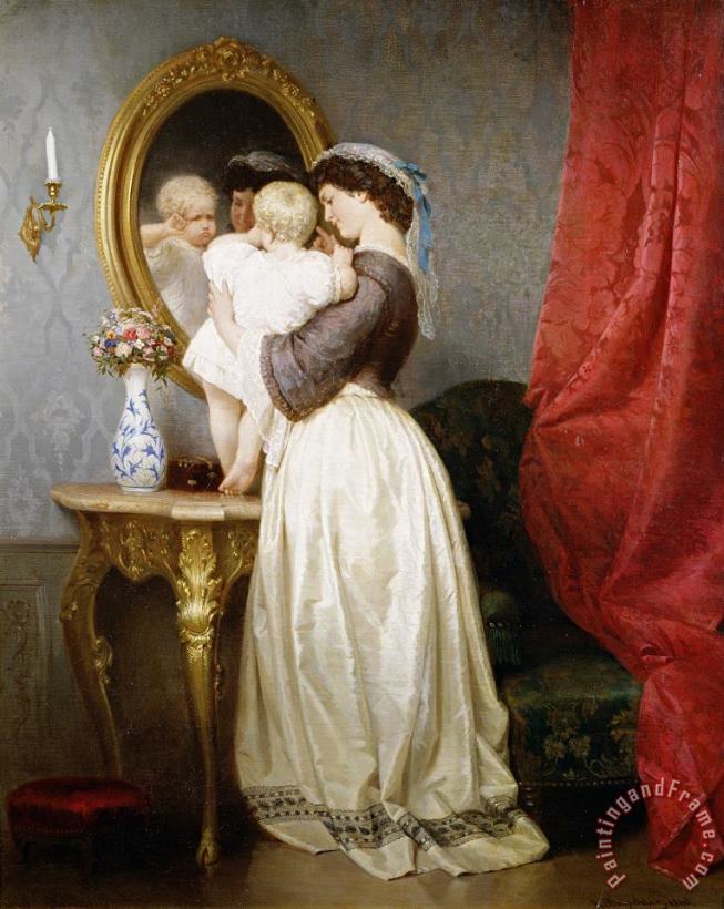 Robert Julius Beyschlag Reflections of Maternal Love Art Painting