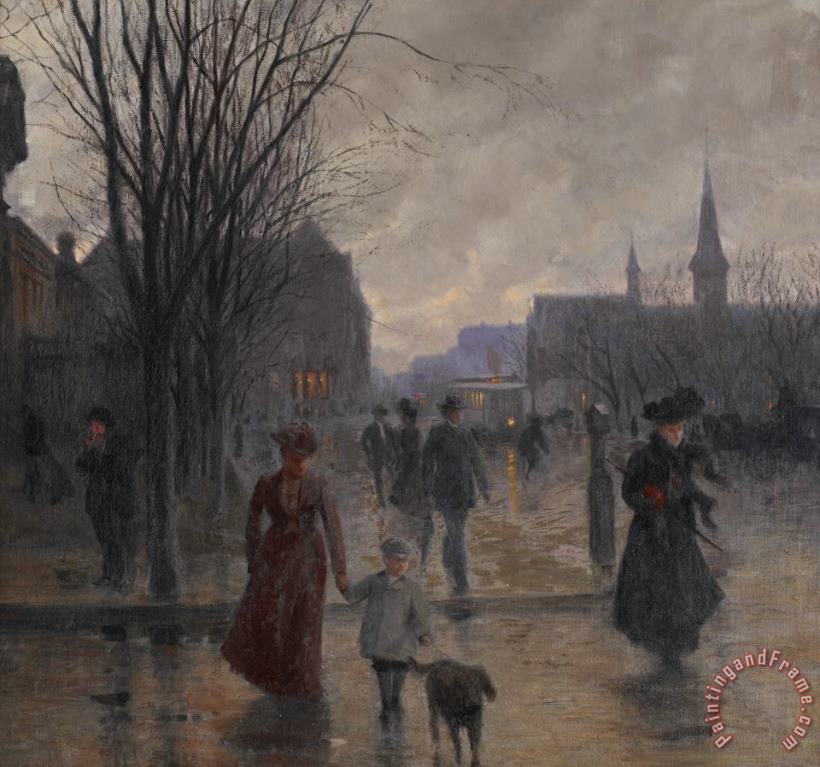 Robert Koehler Rainy Evening On Hennepin Avenue Art Painting