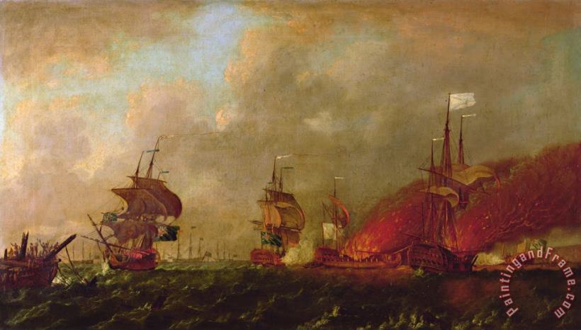 Robert Wilkins Lord Howe and the Comte dEstaing off Rhode Island Art Print