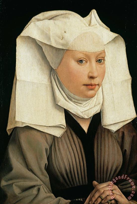 Rogier van der Weyden Portrait Of A Woman With A Winged Bonnet Art Painting