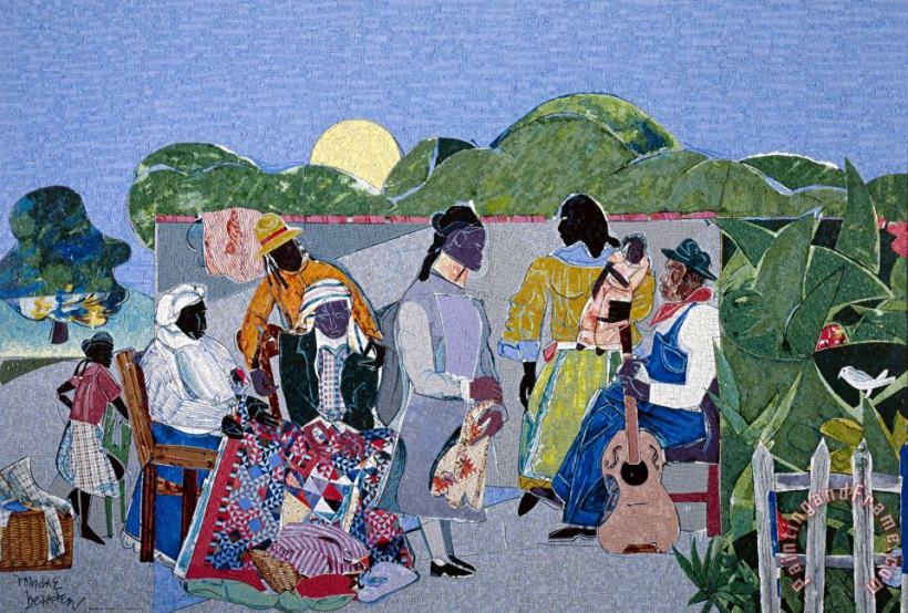 Quilting Time painting - Romare Howard Bearden Quilting Time Art Print