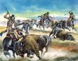 Ron Embleton - Native American Indians killing American Bison painting