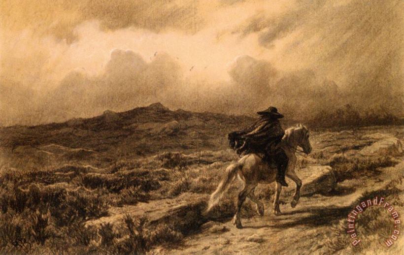 Rosa Bonheur Horse And Rider on The Scottish Highlands (the Approaching Storm) Art Print