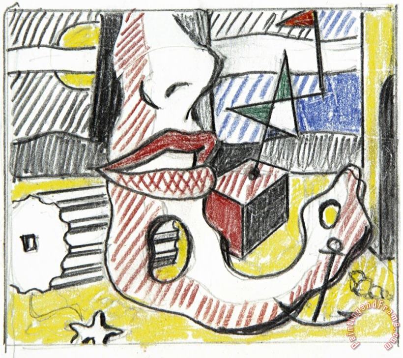 Roy Lichtenstein A Bright Night (study), 1978 Art Print