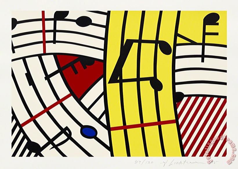 Musical Notes (composition Iv), 1995 painting - Roy Lichtenstein Musical Notes (composition Iv), 1995 Art Print